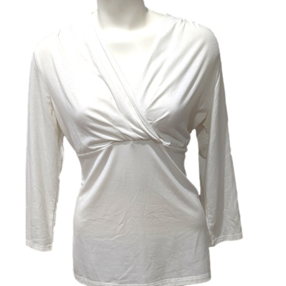 New York & Co white v neck wrap blouse, sz medium